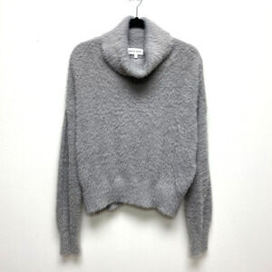 Bella Dahl Womens Gray Turtleneck Fuzzy Knit Long Sleeve Pullover Sweater L